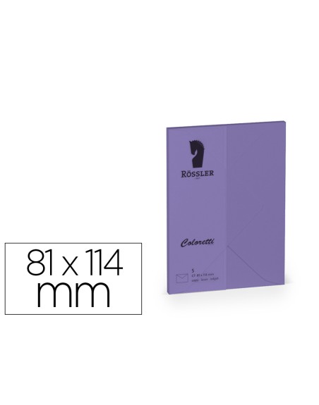 Sobre rossler coloretti c7 color lila 81x114 mm pack de 5 unidades