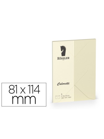 Sobre rossler coloretti c7 color crema 81x114 mm pack de 5 unidades