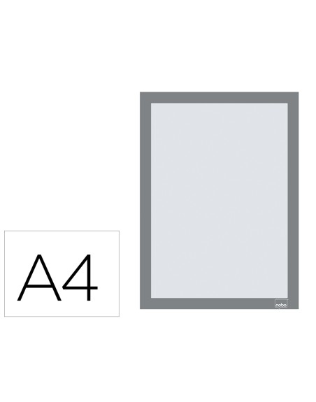 Marco porta anuncios nobo din a4 marco magnetico autoadhesivo color plata pack de 2 unidades