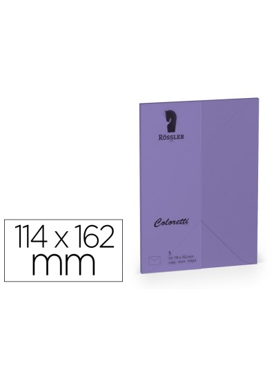 Sobre rossler coloretti c6 ministro color lila 114x162 mm pack de 5 unidades