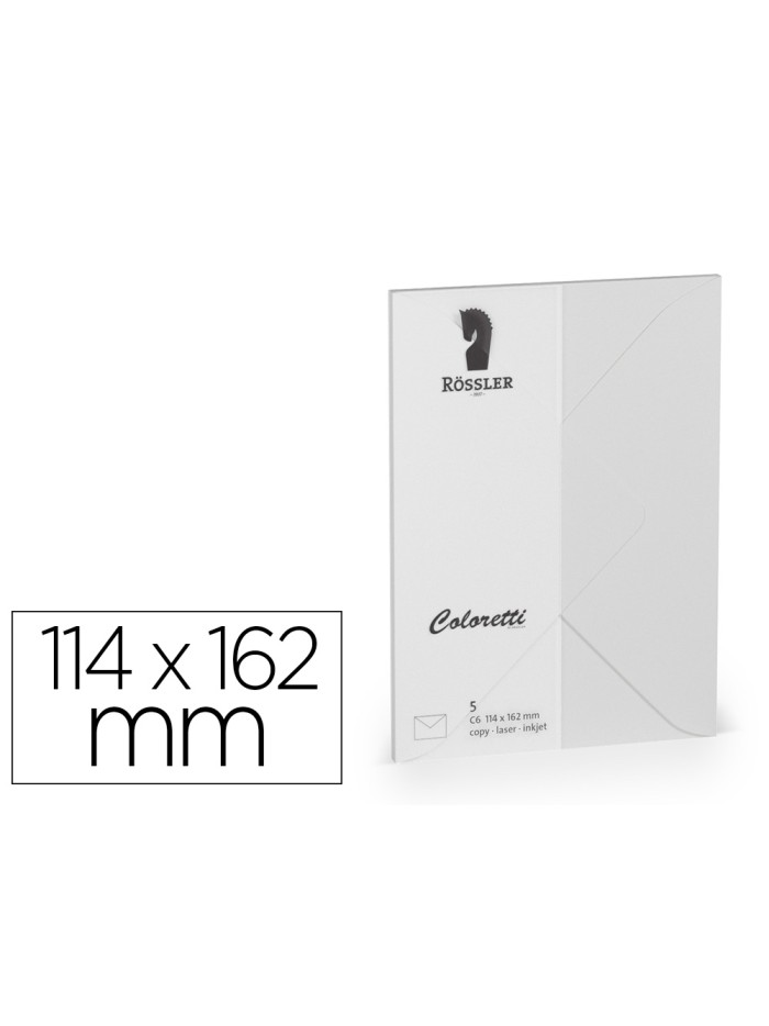 Sobre rossler coloretti c6 ministro color gris claro 114x162 mm pack de 5 unidades Sobre rossler coloretti c6 ministro color gris claro 114x162 mm pack de 5 unidades
