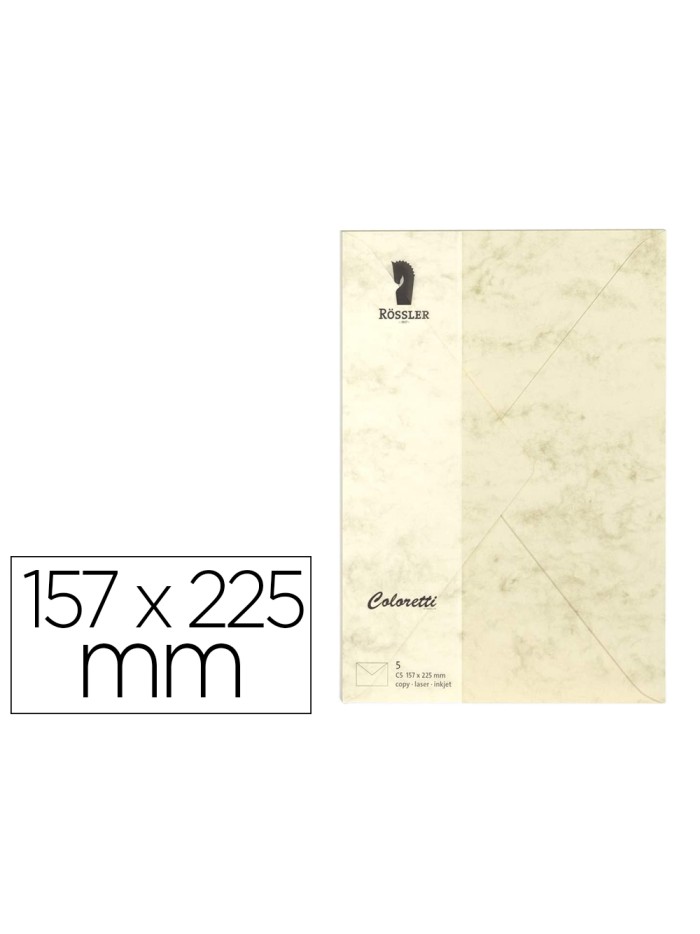 Sobre rossler coloretti c5 color marmol crema 157x225 mm pack de 5 unidades Sobre rossler coloretti c5 color marmol crema 157x225 mm pack de 5 unidades
