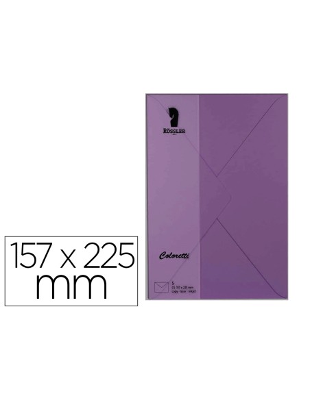 Sobre rossler coloretti c5 color lila 157x225 mm pack de 5 unidades