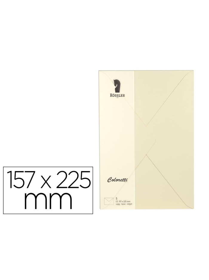Sobre rossler coloretti c5 color crema 157x225 mm pack de 5 unidades Sobre rossler coloretti c5 color crema 157x225 mm pack de 5 unidades