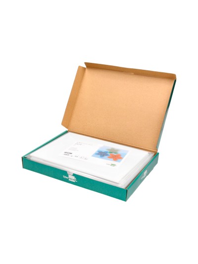 Cartulina liderpapel a4 180g/m2 blanco paquete de 25+5 hojas en carpeta dossier transparente con cierre velcro