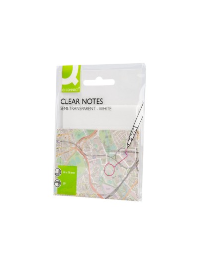 Bloc de notas adhesivas quita y pon q-connect 76x76 mm removible plastico translucido blanco 50 hojas