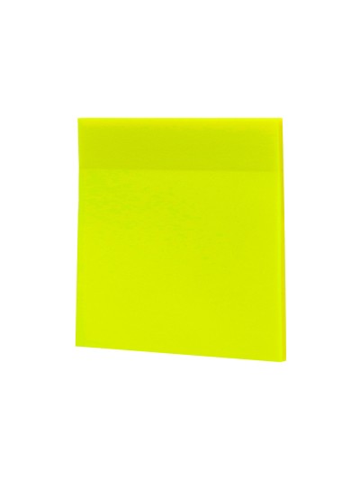 Bloc de notas adhesivas quita y pon q-connect 76x76 mm removible plastico translucido amarillo neon con 50 hojas