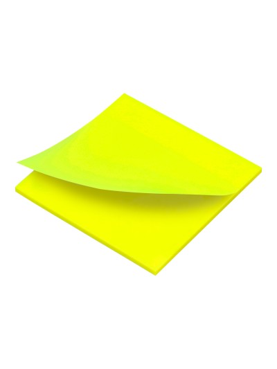 Bloc de notas adhesivas quita y pon q-connect 76x76 mm removible plastico translucido amarillo neon con 50 hojas