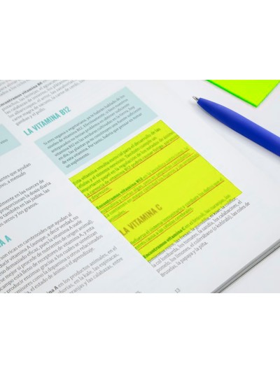 Bloc de notas adhesivas quita y pon q-connect 76x76 mm removible plastico translucido amarillo neon con 50 hojas