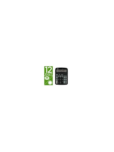 Calculadora liderpapel sobremesa xf39 12 digitos solar y pilas color negro 190x140x32 mm 40% reciclada