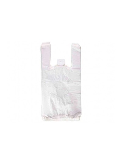 Bolsa camiseta reciclada 70% blanca 50 mc 35x50 cm apta legislacion de bolsas 2021
