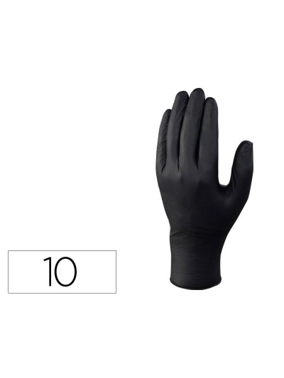 Guantes de nitrilo deltaplus no empolvado desechable talla 10 color negro caja de 100 unidades