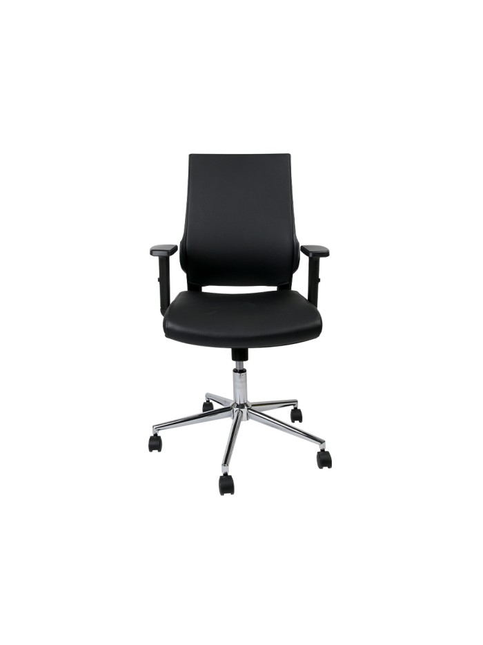 Silla giratoria q-connect respaldo medio de similpiel regulable en altura 980+100x630x625 mm color negro Silla giratoria q-connect respaldo medio de similpiel regulable en altura 980+100x630x625 mm color negro