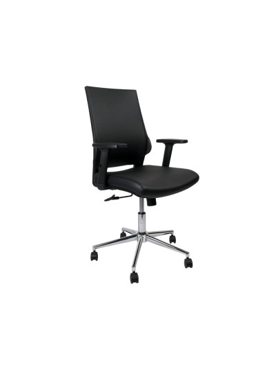 Silla giratoria q-connect respaldo medio de similpiel regulable en altura 980+100x630x625 mm color negro
