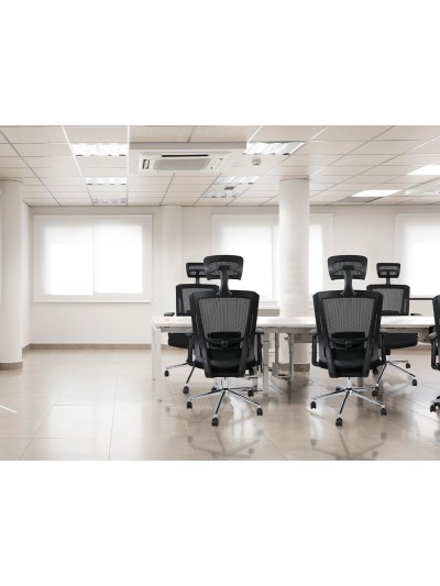 Silla giratoria q-connect ergonomica respaldo alto y reposacabeza ajustable en altura 1180+100x630x625 mm