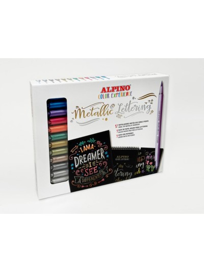 Rotulador alpino metallic lettering doble punta estuche de 12 unidades colores surtidos