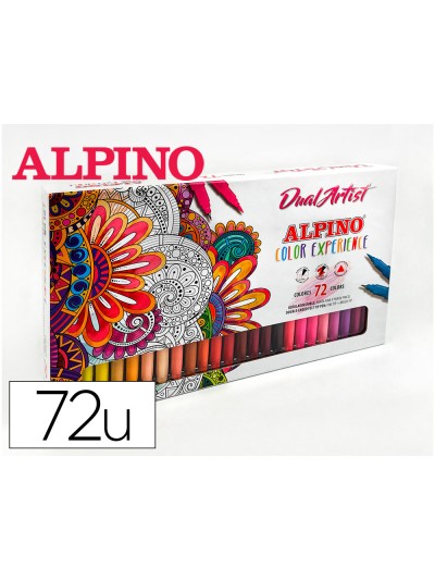 Rotulador alpino dual artist doble punta color experience estuche de 72 unidades colores surtidos
