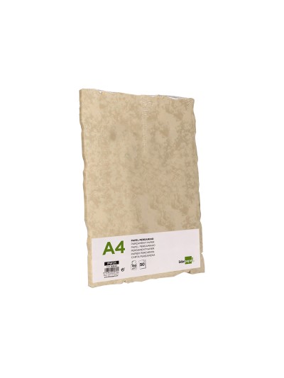 Papel pergamino liderpapel din a4 con bordes 180 gr color crema paquete de 50 hojas