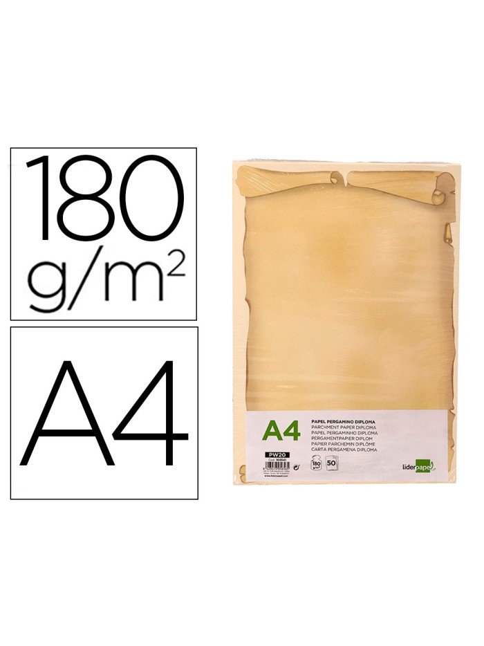 Papel pergamino liderpapel din a4 diploma 180 gr paquete de 50 hojas Papel pergamino liderpapel din a4 diploma 180 gr paquete de 50 hojas