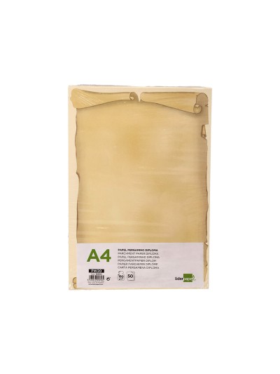 Papel pergamino liderpapel din a4 diploma 180 gr paquete de 50 hojas