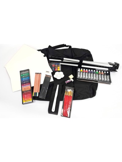 Set de pinturas daler rowney 115 piezas con caballete de aluminio plegable 457x73x584 mm