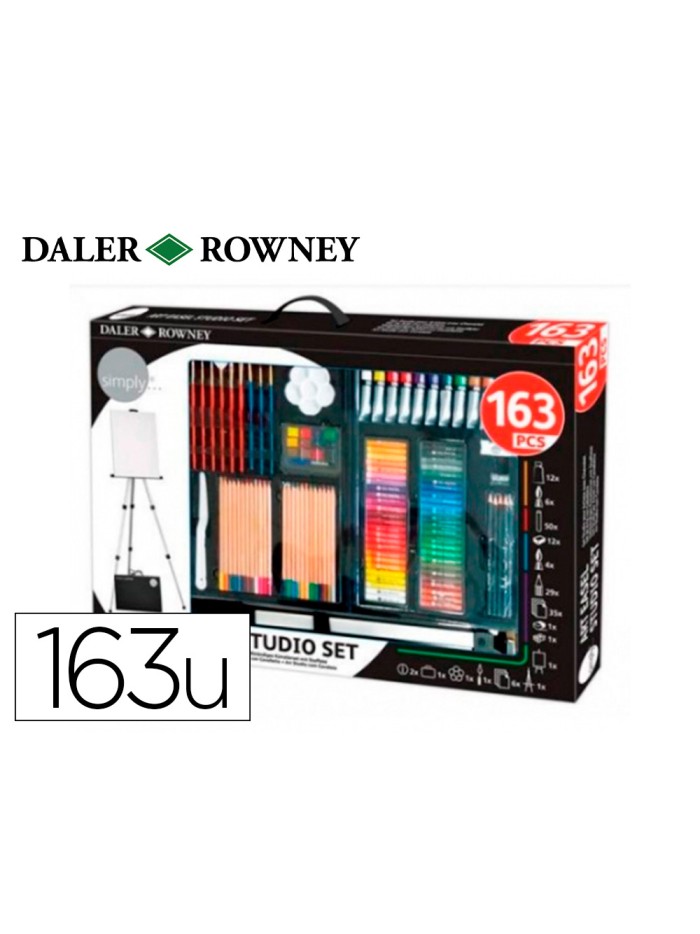 Set de pinturas daler rowney 163 piezas con caballete de aluminio plegable 500x70x727 mm Set de pinturas daler rowney 163 piezas con caballete de aluminio plegable 500x70x727 mm