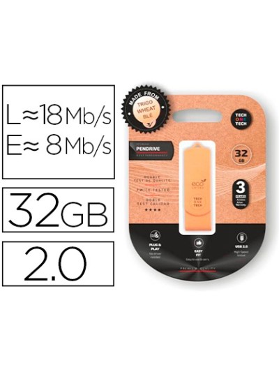 Memoria usb tech one tech ecotech biodegradable 32 gb usb 2.0