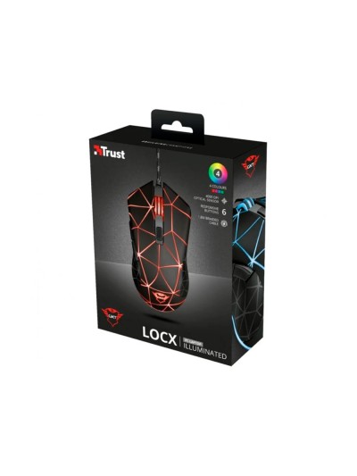Raton trust gxt133 locx gaming optico luces led 800-4000 ppp 6 botones usb 2.0 cable 1,80 m color negro