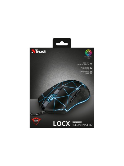 Raton trust gxt133 locx gaming optico luces led 800-4000 ppp 6 botones usb 2.0 cable 1,80 m color negro
