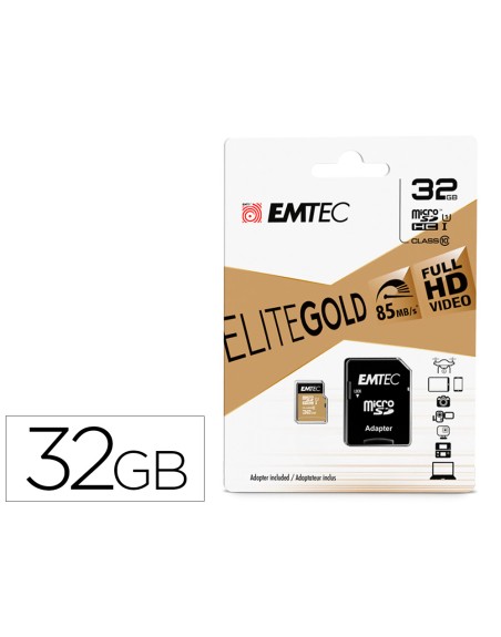 Memoria sd micro emtec class 10 gold con adaptador 32 gb