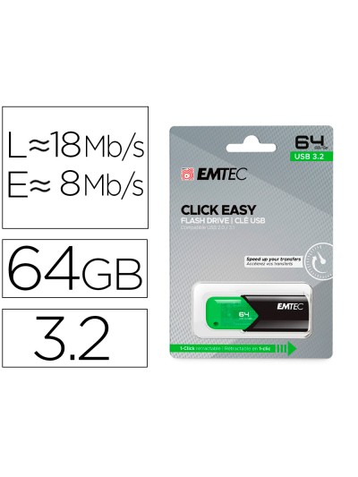 Memoria emtec usb 3.2 click easy 64 gb verde