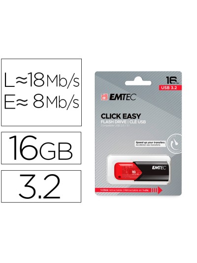 Memoria emtec usb 3.2 click easy 16 gb rojo