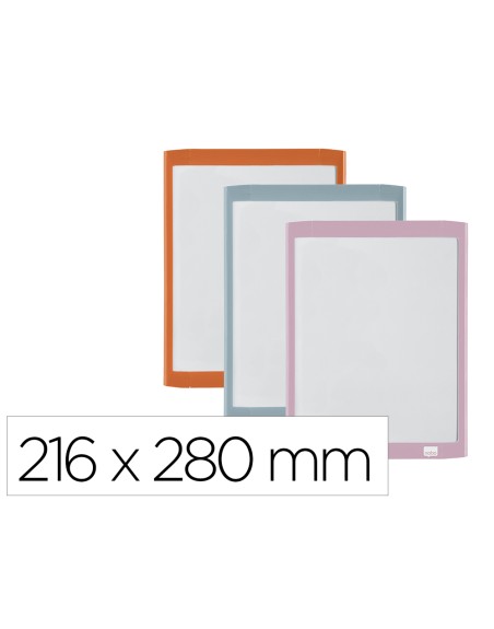 Pizarra blanca nobo magnetica con borrador iman y rotulador marco colores pastel surtidos 216x280 mm