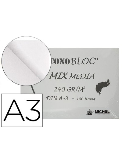 Bloc dibujo multitecnicas michel econobloc mix media din a3 encolado 100 hojas 240 gr 297x420 mm