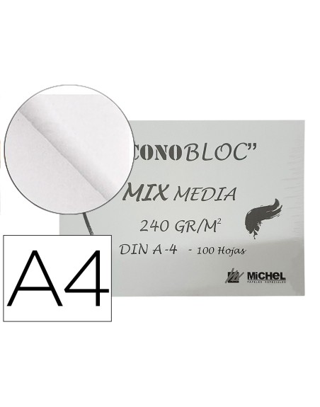 Bloc dibujo multitecnicas michel econobloc mix media din a4 encolado 100 hojas 240 gr/m2 210x297 mm
