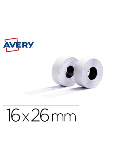 Etiqueta avery ondulada blanca permanente 26x16 mm para etiquetadora pl21/18 caja de 10 rollos de 1200 etiqietas