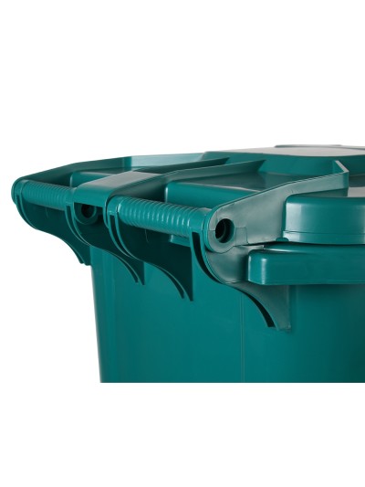 Papelera contenedor q-connect plastico con tapadera y ruedas 240 litros verde 1040x620x610 mm