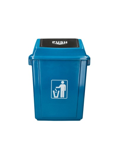 Papelera contenedor q-connect plastico con tapa de balancin 58 litros azul 470x330x760 mm