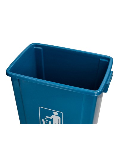 Papelera contenedor q-connect plastico con tapa de balancin 58 litros azul 470x330x760 mm