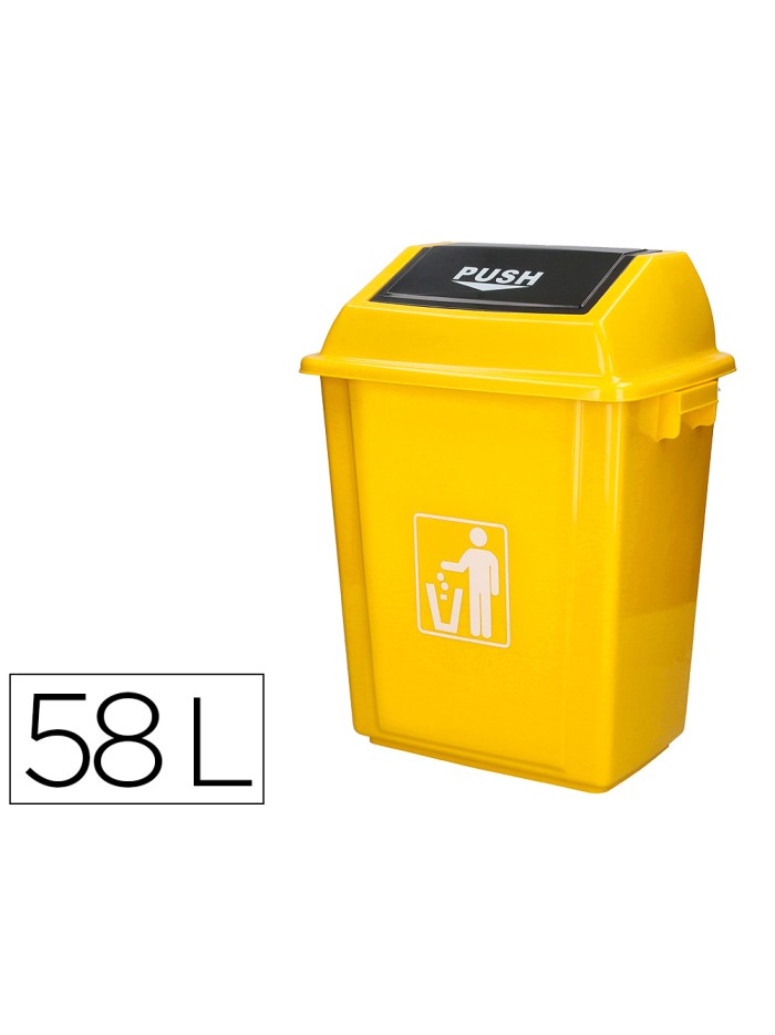 Papelera contenedor q-connect plastico con tapa de balancin 58 litros amarillo 470x330x760 mm Papelera contenedor q-connect plastico con tapa de balancin 58 litros amarillo 470x330x760 mm