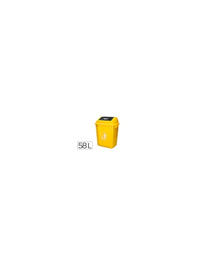 Papelera contenedor q-connect plastico con tapa de balancin 58 litros amarillo 470x330x760 mm