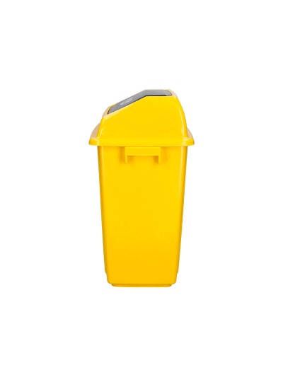 Papelera contenedor q-connect plastico con tapa de balancin 58 litros amarillo 470x330x760 mm