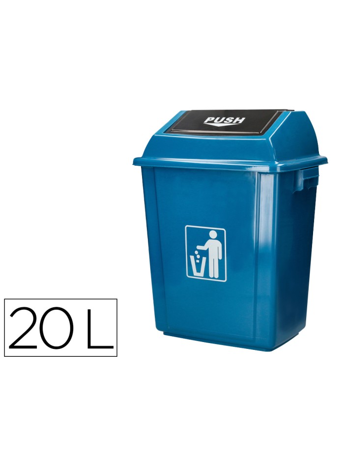 Papelera contenedor q-connect plastico con tapa de balancin 20 litros azul 340x240x450 mm Papelera contenedor q-connect plastico con tapa de balancin 20 litros azul 340x240x450 mm