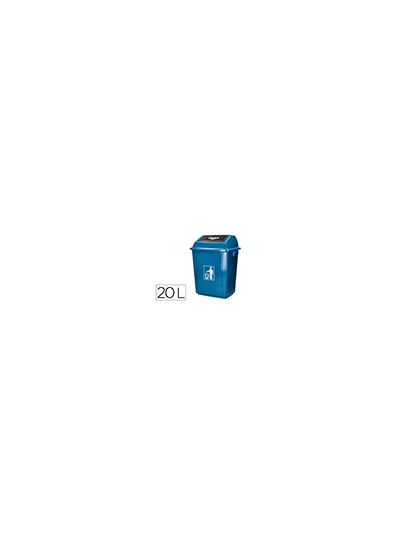 Papelera contenedor q-connect plastico con tapa de balancin 20 litros azul 340x240x450 mm