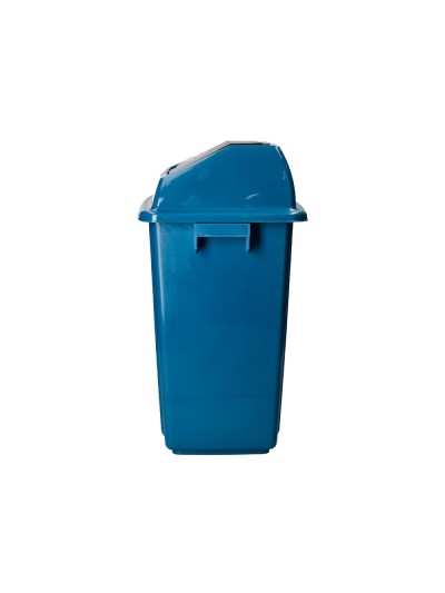 Papelera contenedor q-connect plastico con tapa de balancin 20 litros azul 340x240x450 mm