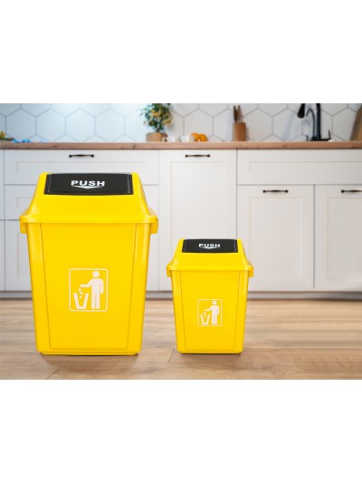 Papelera contenedor q-connect plastico con tapa de balancin 20 litros amarillo 340x240x450 mm