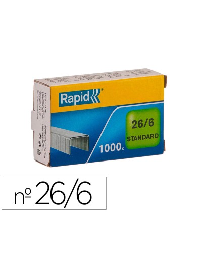 Grapas rapid 26/6 mm galvanizada caja de 1000 unidades
