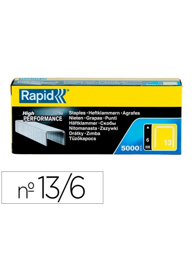 Grapas rapid 13/6 mm galvanizada caja de 5000 unidades