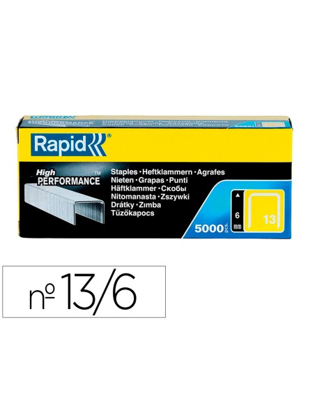 Grapas rapid 13/6 mm galvanizada caja de 5000 unidades