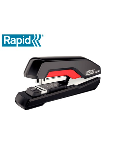 Grapadora rapid s27 fullstrip plastico capacidad de grapado 30 hojas usa grapas 24/6 y 26/6 color negro/rojo